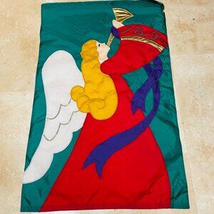 Vintage Angel Christmas Flag With‎ Trumpet Outdoor Indoor  51" x 32" 100% Nylon